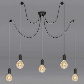 Ceiling light Ø 100 cm, 5×E27, black (Briloner)