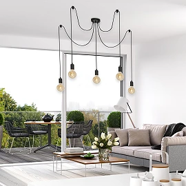 Ceiling light Ø 100 cm, 5×E27, black (Briloner)