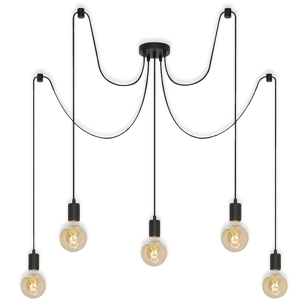 Ceiling light Ø 100 cm, 5×E27, black (Briloner)