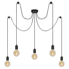 Ceiling light Ø 100 cm, 5×E27, black (Briloner)