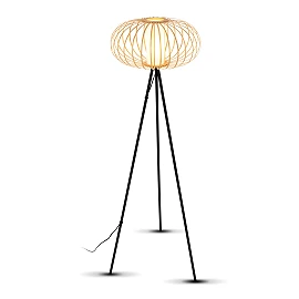 Floor lamp 153 cm, 1×E27 max 10W, bamboo wood colour (Briloner)