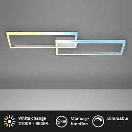 CCT ceiling LED lamp 119.5 cm, 45W, max 5000 lm, aluminium/chrome (Briloner)