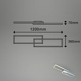 CCT ceiling LED lamp 119.5 cm, 45W, max 5000 lm, aluminium/chrome (Briloner)