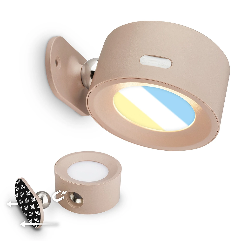 LED battery wall light TARI 1.6W 160lm CCT, dimmable, USB-C, beige (Briloner)