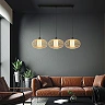 Pendant ceiling lamp 120 cm, 3×E27 max 10W, bamboo wood colour (Briloner)