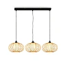 Pendant ceiling lamp 120 cm, 3×E27 max 10W, bamboo wood colour (Briloner)