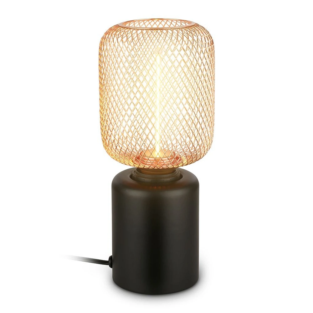 Table lamp RIST, E27 socket, wire mesh, rosegold (Briloner)