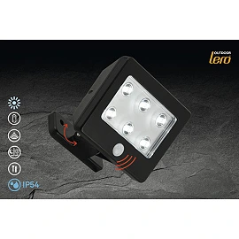 Function outdoor light "LERO", 6 LED module, 0.48W, IP54, with motion detector - 2276-066