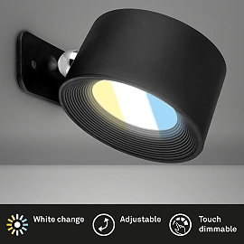 TARI wall light, adhesive magnetic, 3W, 210lm, black