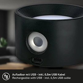 TARI wall light, adhesive magnetic, 3W, 210lm, black