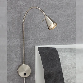 Flexible wall light, 45 cm, 1xGU10, 5W, 400 lm, matt nickel