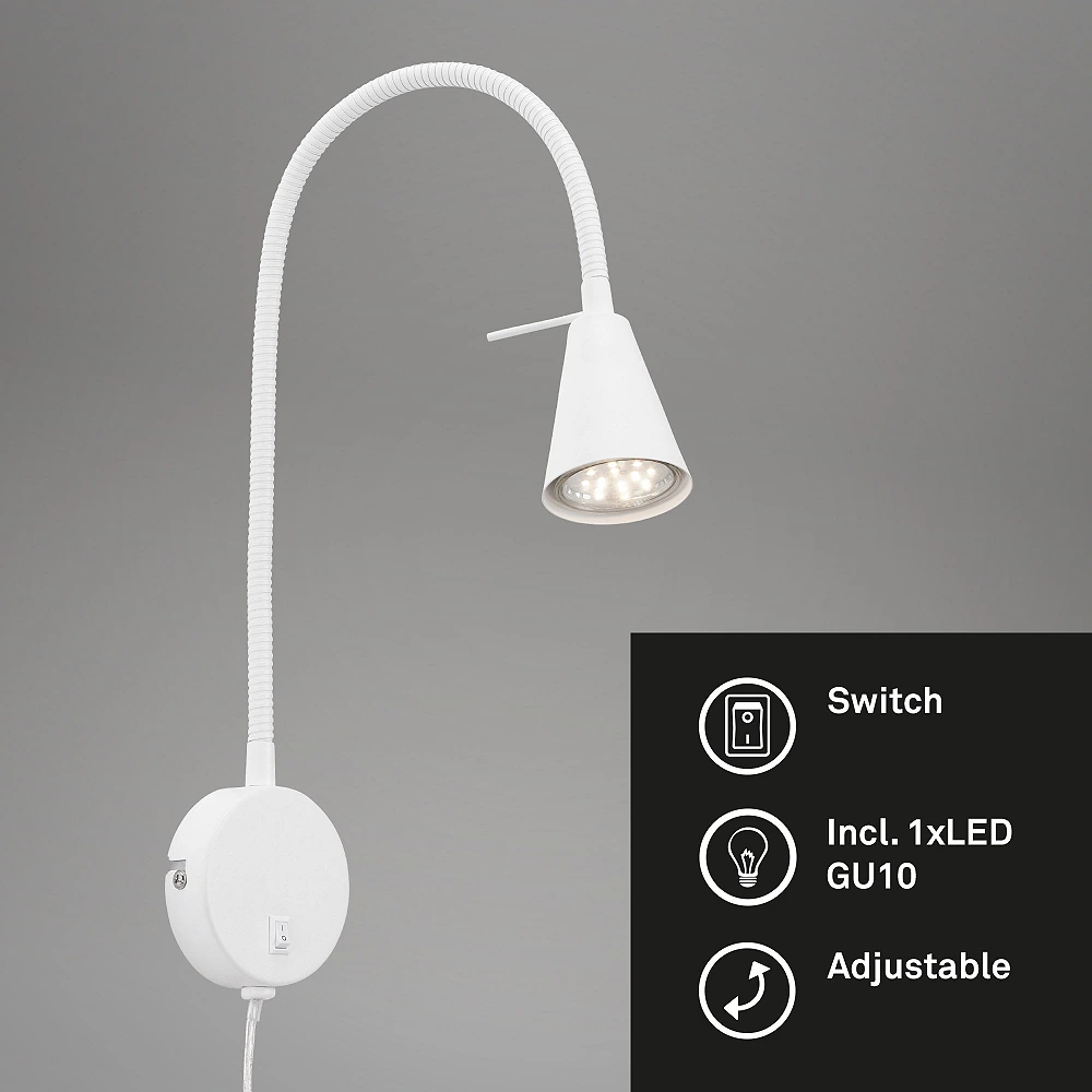 Flexible wall light, 45 cm, 1xGU10, 5W, 400lm, white (Briloner)