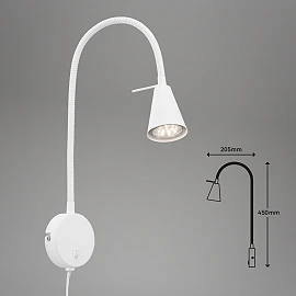 Flexible wall light, 45 cm, 1xGU10, 5W, 400lm, white (Briloner)
