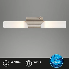 Sienas lampa 43,5 cm, 2×E14, max 2×40W, IP20, matēts niķelis (Briloner)