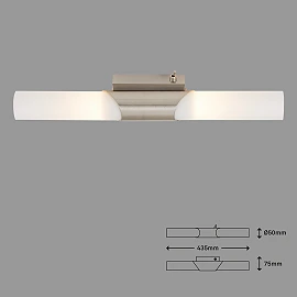 Sienas lampa 43,5 cm, 2×E14, max 2×40W, IP20, matēts niķelis (Briloner)