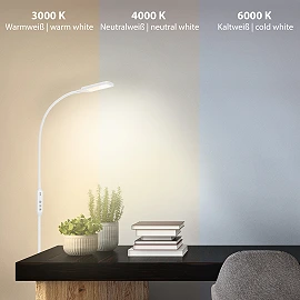 LED CCT touch floor lamp Ø 24 cm, 8W, 700lm, white (Briloner)