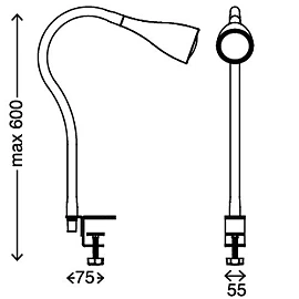 Flexible clip-on table lamp, 60 cm, 1xGU10, 3W, 250lm, black or white