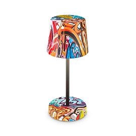 BOJA wireless LED table lamp, IP44, dimmable, graffiti design