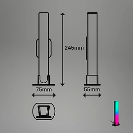 Smart LED RGBIC table lamp, 24 cm, 24W, 400lm, black