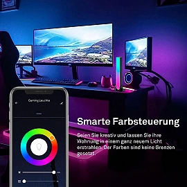 Smart LED RGBIC table lamp, 24 cm, 24W, 400lm, black