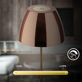 SERINA bezvadu LED galda lampa, IP44, dimmējama, vara krāsā