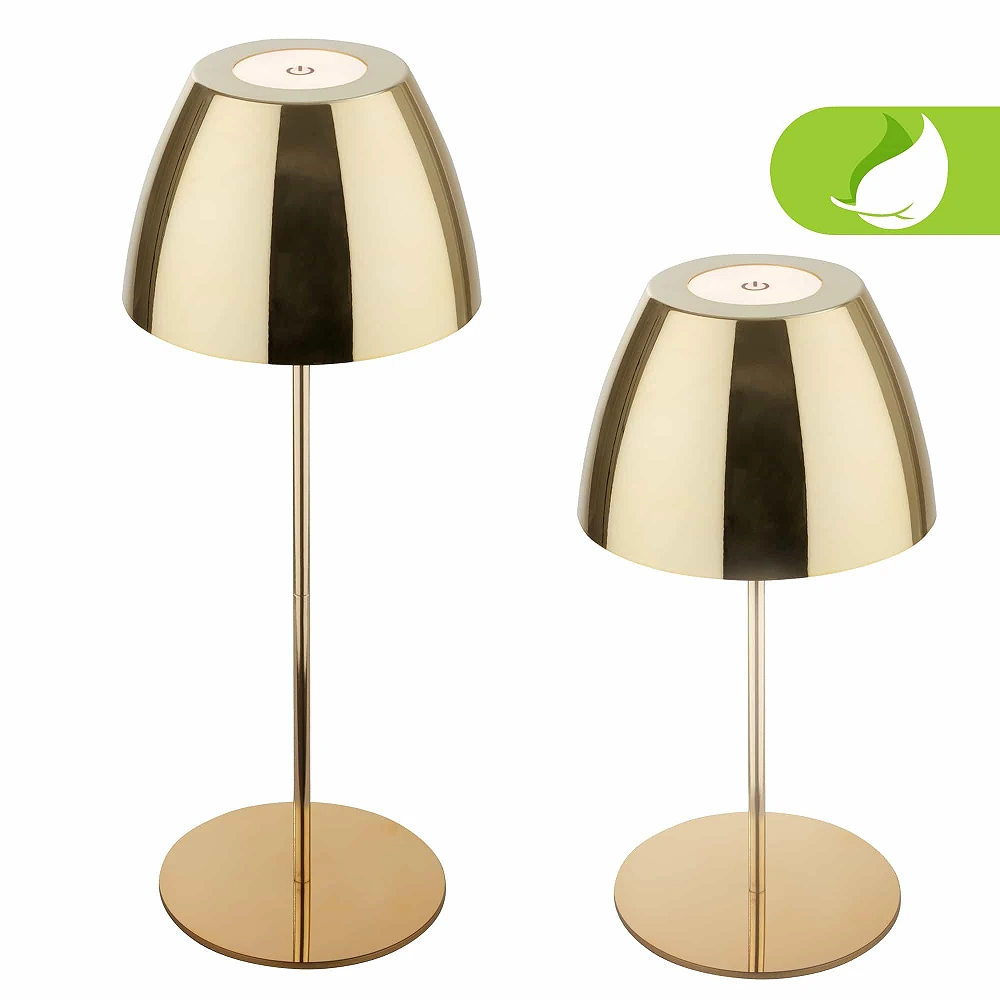 SERINA bezvadu LED galda lampa, IP44, dimmējama, zelta