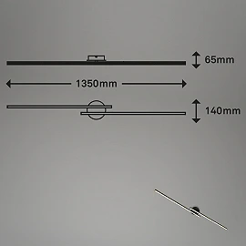 LED Ceiling Light Briloner 135 cm, 24 W, 2800 lm, black