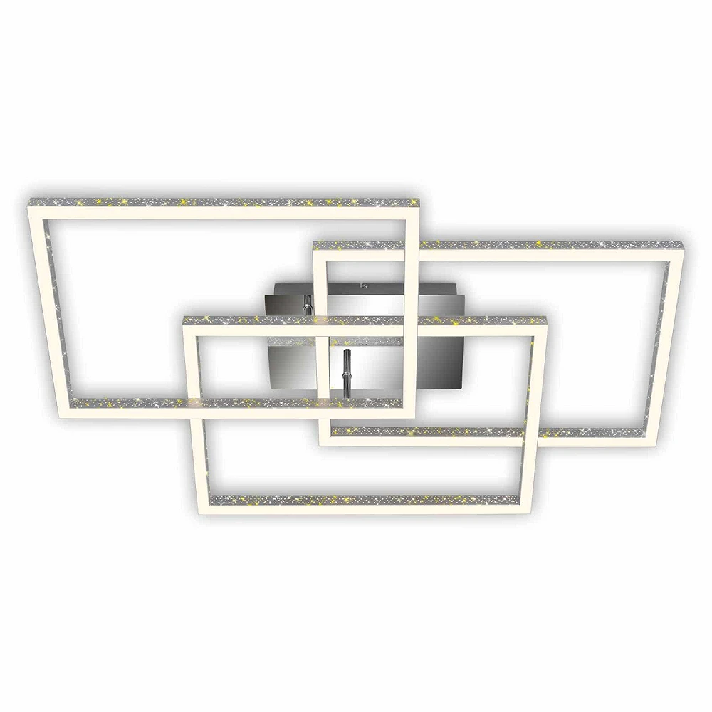 LED Ceiling Lamp Briloner 800×495 mm, 57 W, 6300 lm, aluminum chrome