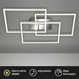 LED Ceiling Lamp Briloner 800×495 mm, 57 W, 6300 lm, aluminum chrome
