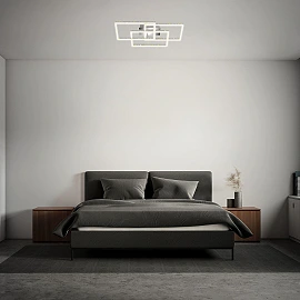 LED Ceiling Lamp Briloner 800×495 mm, 57 W, 6300 lm, aluminum chrome