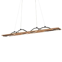 VINKA LED pendant light, wave shape, wood decor, black