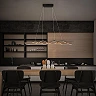 VINKA LED pendant light, wave shape, wood decor, black