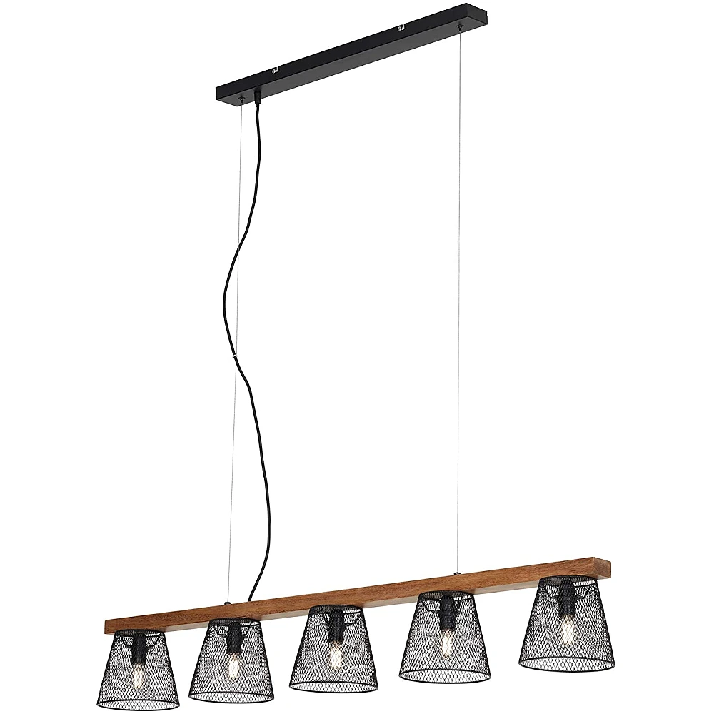 Pendant lamp "TAUNUS", 5x E14, metal/wood, 4077-055, Briloner
