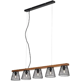 Pendant lamp "TAUNUS", 5x E14, metal/wood, 4077-055, Briloner