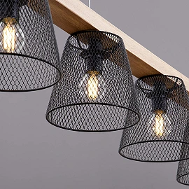Pendant lamp "TAUNUS", 5x E14, metal/wood, 4077-055, Briloner