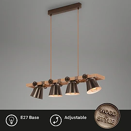 Pendant Ceiling Light Briloner 85 cm, 4x E27, antique grey
