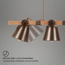 Pendant Ceiling Light Briloner 85 cm, 4x E27, antique grey