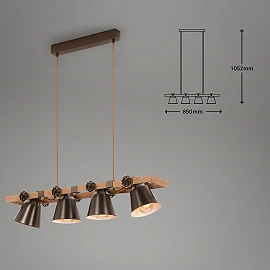 Pendant Ceiling Light Briloner 85 cm, 4x E27, antique grey