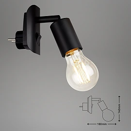 Plug-in socket light 9.5 cm, E27, max 25 W, IP20, black