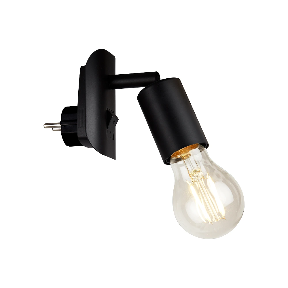 Plug-in socket light 9.5 cm, E27, max 25 W, IP20, black