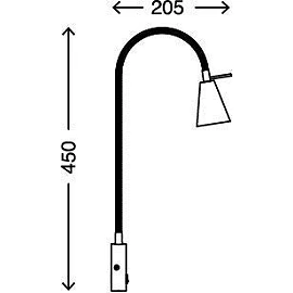  Wall lamp with flexible handle and switch, Briloner