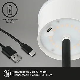 LED battery floor lamp 130 cm, 3.5 W, 400 lm, IP44, black