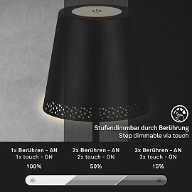 LED battery floor lamp 130 cm, 3.5 W, 400 lm, IP44, black