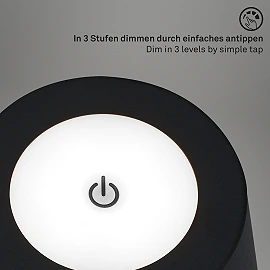 LED battery floor lamp 130 cm, 3.5 W, 400 lm, IP44, black