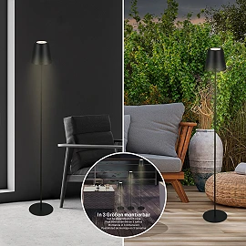 LED battery floor lamp 130 cm, 3.5 W, 400 lm, IP44, black