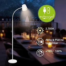CIELO wireless LED floor lamp, dimmable, USB-C, white
