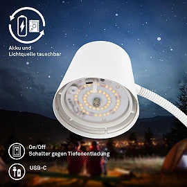CIELO wireless LED floor lamp, dimmable, USB-C, white