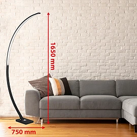 Black floor lamp "PIN", 18W, LED, aluminium - 1361-015