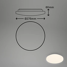 LED ceiling light, 12W, 1250lm, IP44, white