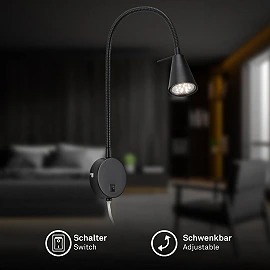Sienas lampa ar lokanu kātu un slēdzi, Briloner